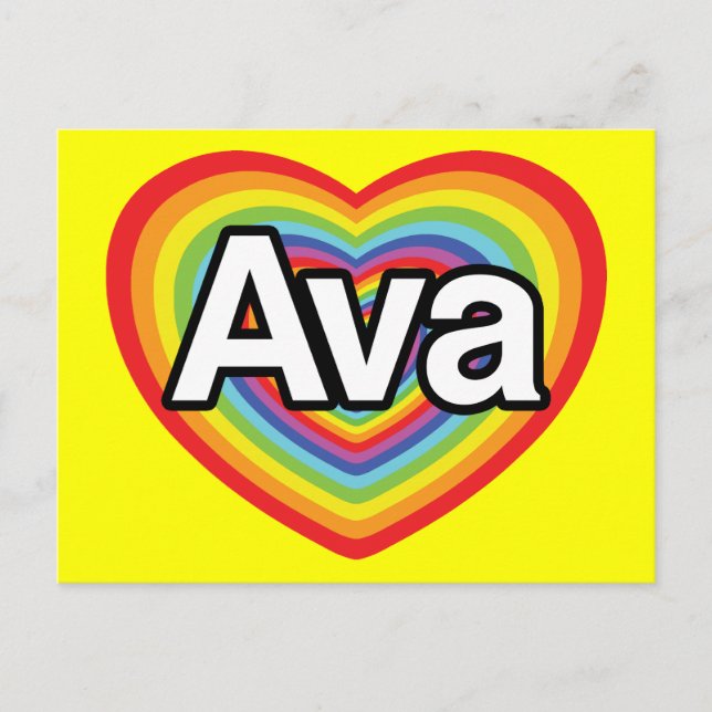 Postal Amo Ava, corazón arco iris (Anverso)