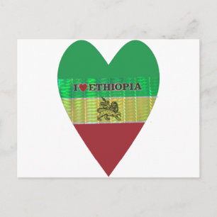 Postal Amo Corazón Etiopía: Motivo de Arte de Bandera