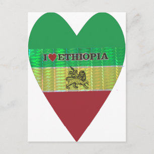 Postal Amo Corazón Etiopía: Motivo de Arte de Bandera