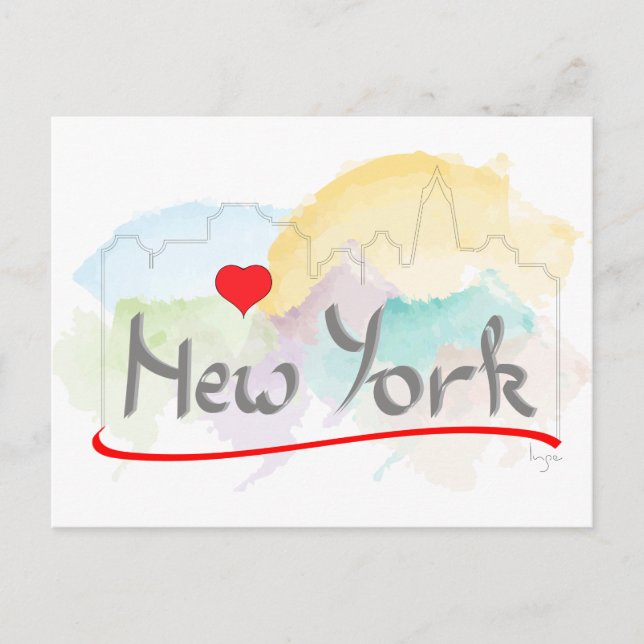 Postal Amo (corazón) Nueva York, Nueva York (Anverso)