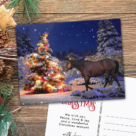 Postal Amo de caballo árbol de Navidad Noche silenciosa