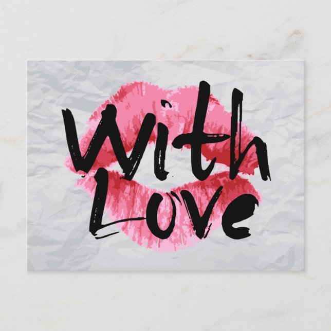 Postal Amo el aniversario del Boda del beso con pintalabi (Anverso)