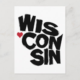 Postal Amo el arte de mapas de estado de Wisconsin