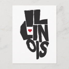 Postal Amo el arte de mapas estatales de Illinois