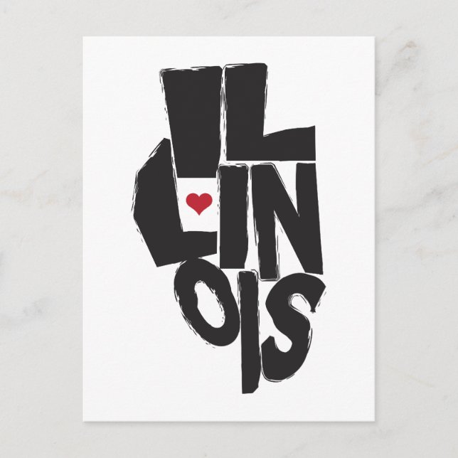 Postal Amo el arte de mapas estatales de Illinois (Anverso)