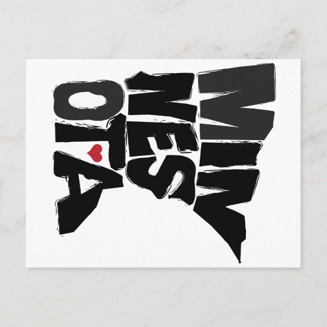 Postal Amo el arte del mapa de estado de Minnesota (Anverso)