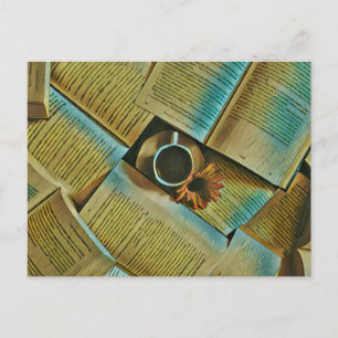 Postal Amo el café y los libros