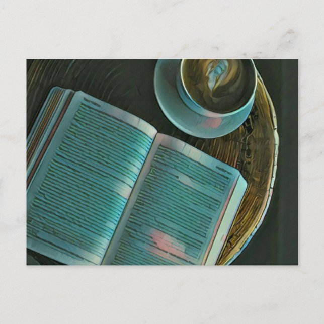 Postal Amo el café y los libros (Anverso)