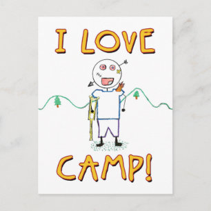Postal Amo el campamento - Dibujo divertido de campamento