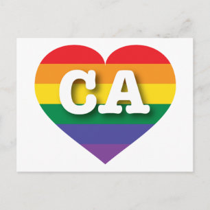 Postal Amo el corazón arcoiris de California