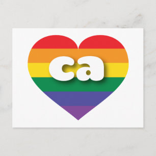 Postal Amo el corazón arcoiris de California