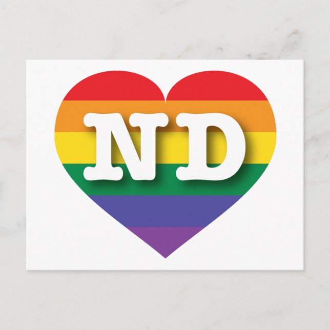 Postal Amo el corazón arcoiris de Dakota del Norte (Anverso)