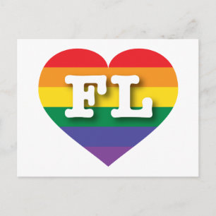 Postal Amo el corazón arcoiris de Florida