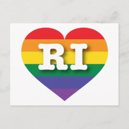 Postal Amo el corazón arcoiris de Rhode Island