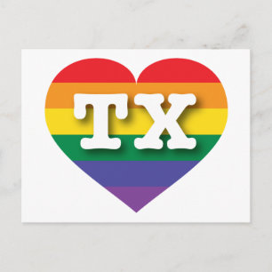 Postal Amo el corazón arcoiris de Texas