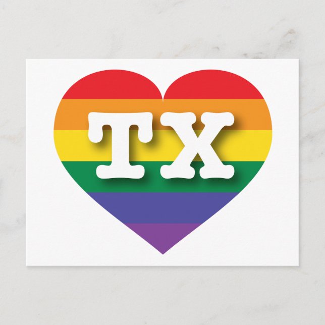 Postal Amo el corazón arcoiris de Texas (Anverso)