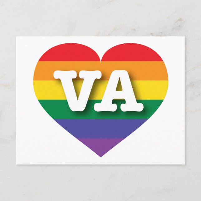 Postal Amo el corazón arcoiris de Virginia (Anverso)