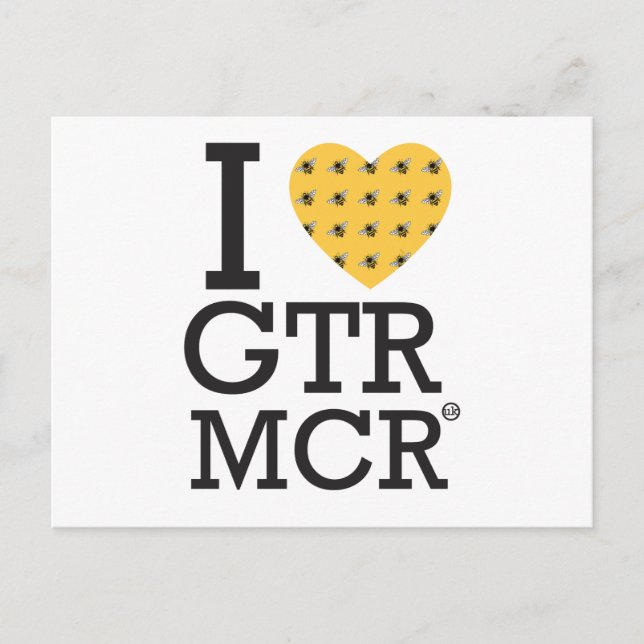 Postal Amo el Gran Manchester / I corazón GTR MCR (Anverso)
