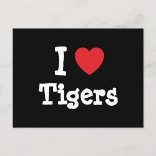 Postal Amo el personalizado del corazón de los tigres