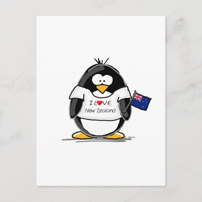 Postal Amo el pingüino neozelandés (Anverso)