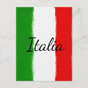 Postal Amo Italia. Bandera de Italia.