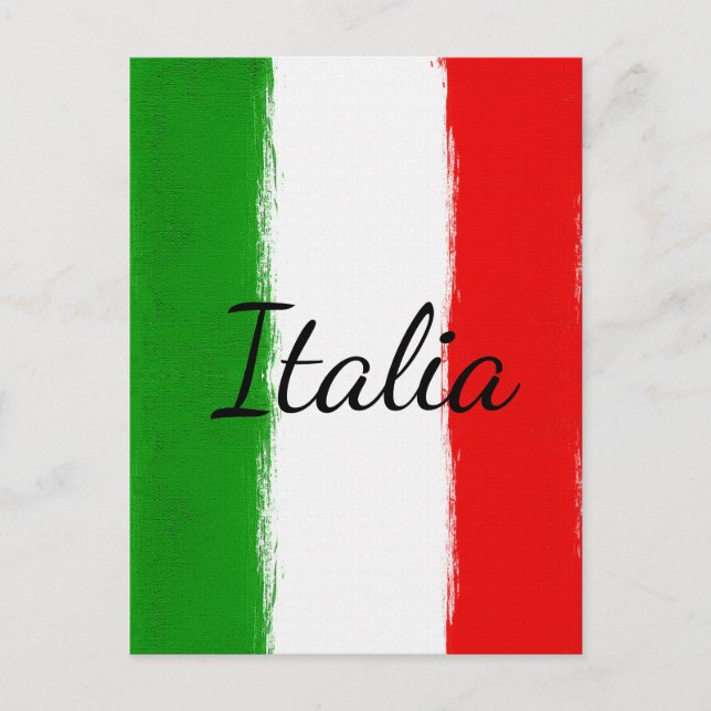 Postal Amo Italia. Bandera de Italia. (Anverso)
