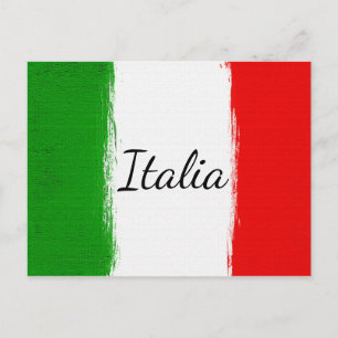 Postal Amo Italia. Bandera de Italia.