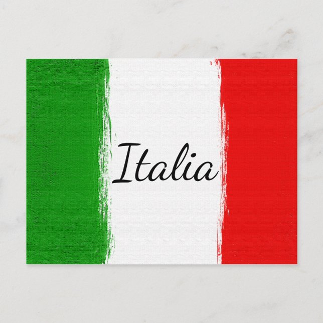 Postal Amo Italia. Bandera de Italia. (Anverso)