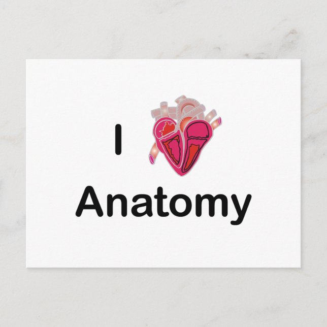 Postal ¡Amo la anatomía con el corazón humano! (Anverso)