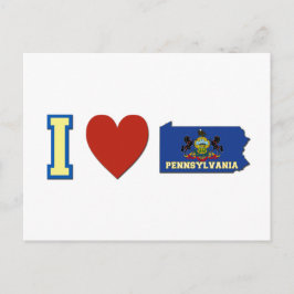 Postal Amo la bandera y el corazón de Pensilvania