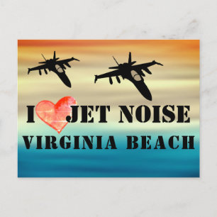 Postal Amo la playa de Virginia Jet Noise