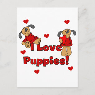 Postal Amo las camisetas y los regalos de los perritos