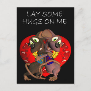 Postal Amo lindo ratón abrazo amor ratón