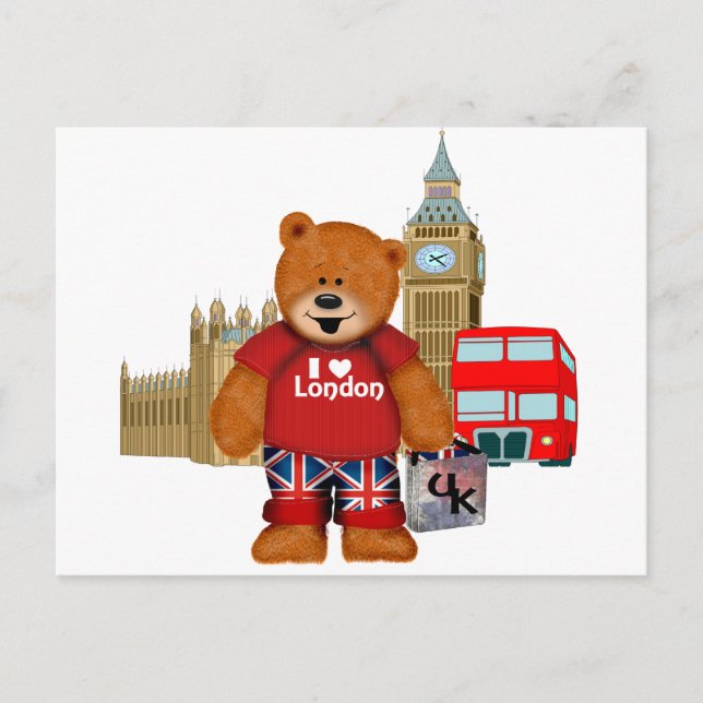 Postal Amo Londres - Teddy Bear (Anverso)