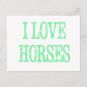 Postal Amo los caballos Verde Pálido