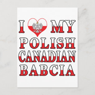 Postal Amo mi bandera de Babcia canadiense polaca