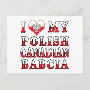 Postal Amo mi bandera de Babcia canadiense polaca