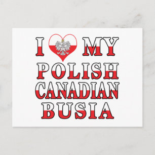 Postal Amo mi bandera polaca canadiense de Busia
