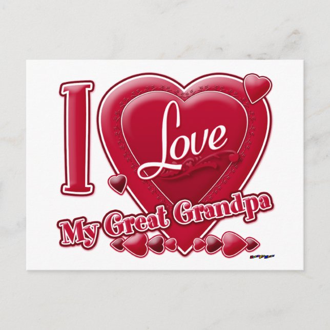 Postal Amo mi Gran Abuelo rojo - corazón (Anverso)