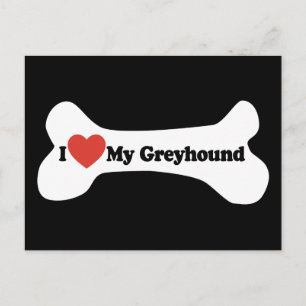 Postal Amo Mi Greyhound - Hueso de perro