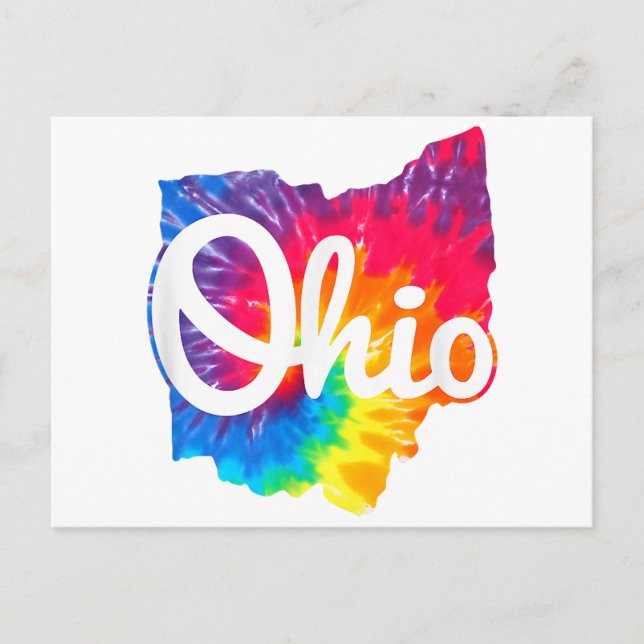 Postal Amo mi hogar Ohio Script Tie Dye Ohio (Anverso)