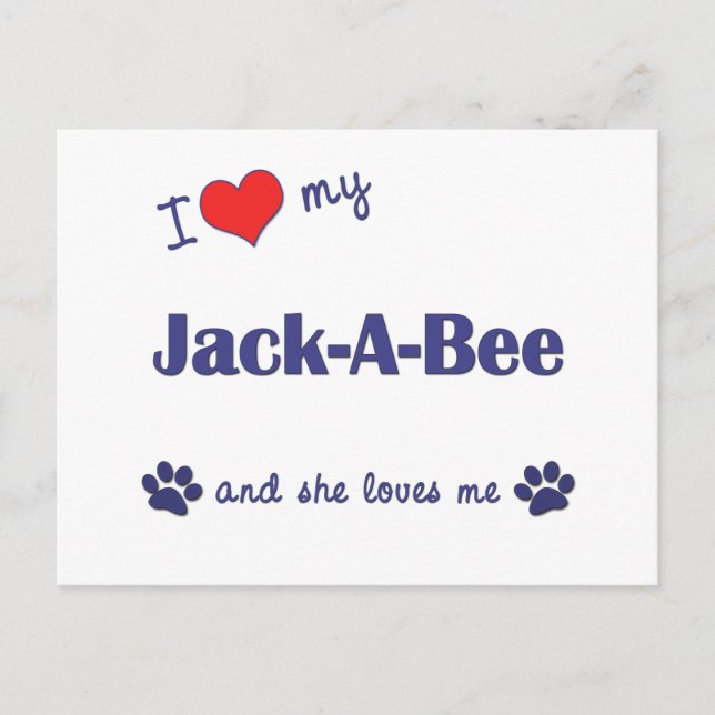Postal Amo Mi Jack-A-Bee (Perro Femenino) (Anverso)