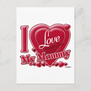 Postal Amo mi mami roja - corazón