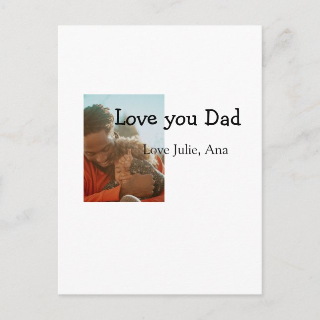 Postal Amo papá padre día agregar nombre de foto simple (Anverso)