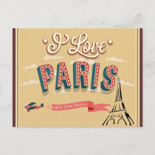 Postal Amo París Francia Torre Eiffel Viajes