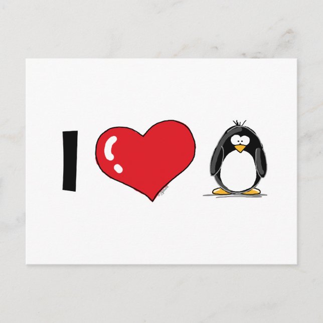 Postal Amo pingüinos (Anverso)