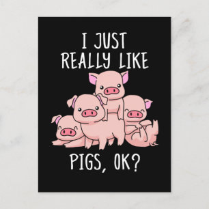 Postal Amo Regalo de cerdo Mujeres Regalos de cerdo Swine
