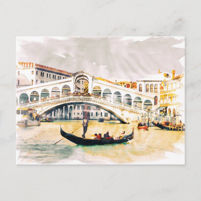 Postal Amo Venecia, Italia - Aquarelle Vintage (Anverso)