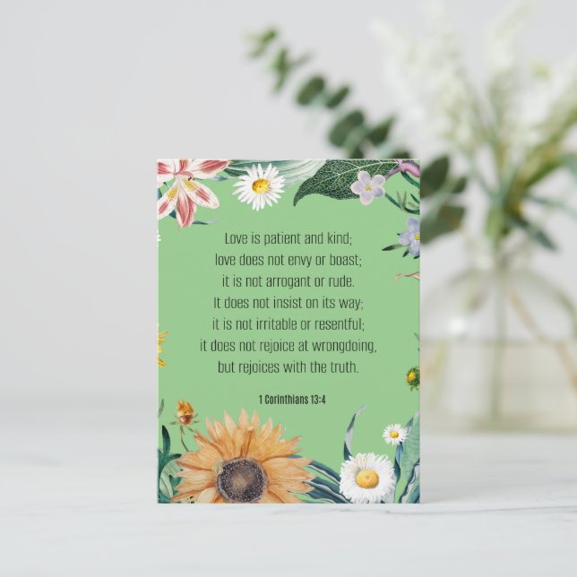 Postal Amor, 1 Corintios 13:4, (Anverso de pie)