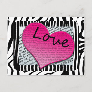 Postal Amor 1 Corintios 13 Corazones Pink Zebra